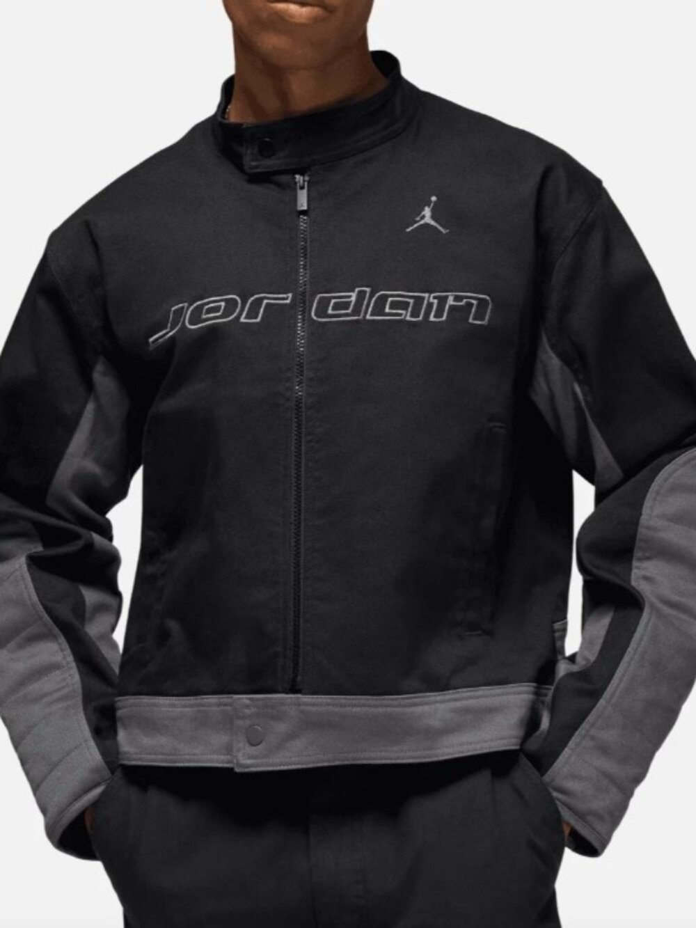 Nike Jordan Brooklyn Motorsport Jacket Black/Iron Grey HV1048-010 Men Sz L